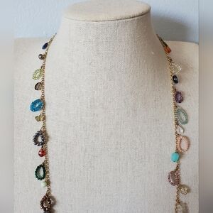 14k Gold Filled Multi Gemstone Bead Loop Charm Necklace